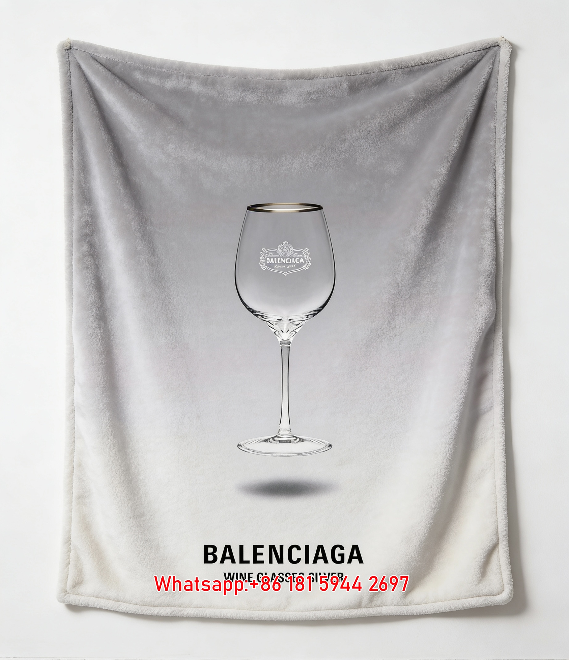 Balenciaga Silver Wine Glass Print Flannel Sofa Throw Blanket Premium Couch Cover BA382